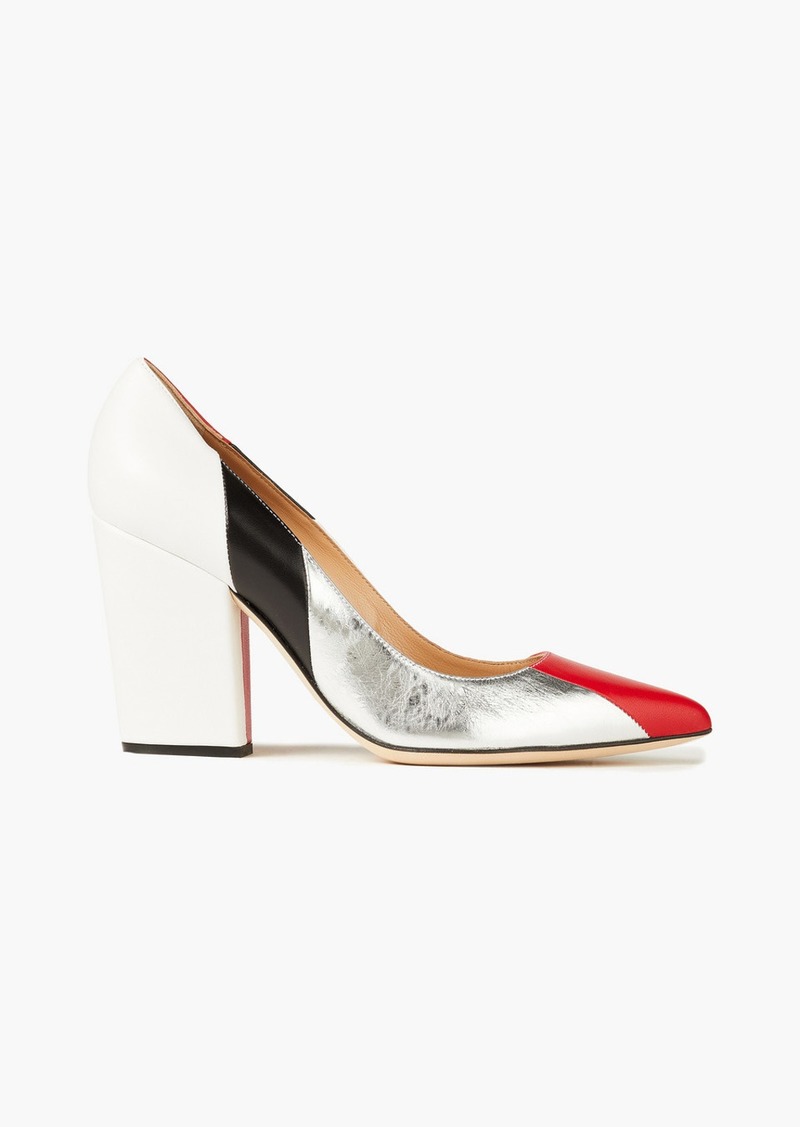 Sergio Rossi - Color-block smooth and textured-leather pumps - Red - EU 35