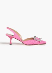 Sergio Rossi - Crystal-embellished moire slingback pumps - Pink - EU 39