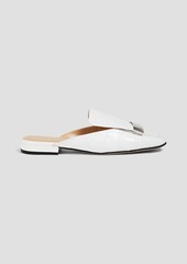 Sergio Rossi - Embellished croc-effect leather mules - White - EU 36