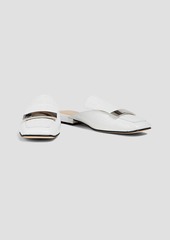 Sergio Rossi - Embellished croc-effect leather mules - White - EU 36