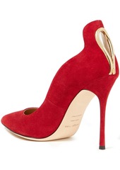 Sergio Rossi - Embellished cutout suede pumps - Red - EU 40.5