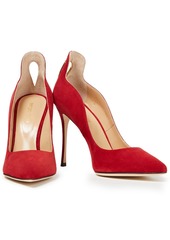 Sergio Rossi - Embellished cutout suede pumps - Red - EU 40.5