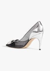 Sergio Rossi - Embellished metallic snake-effect leather and mesh pumps - Metallic - EU 35