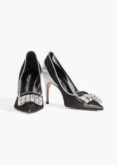 Sergio Rossi - Embellished metallic snake-effect leather and mesh pumps - Metallic - EU 35