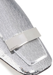 Sergio Rossi - Embellished satin collapsible-heel loafers - Metallic - EU 37