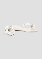 Sergio Rossi - Marquise embellished satin point-toe flats - White - EU 37