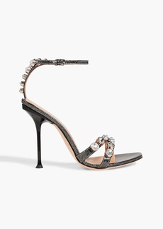 Sergio Rossi - Milano 105 embellished glittered patent-leather sandals - Metallic - EU 36
