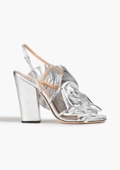 Sergio Rossi - Ruffled metallic crinkled-leather sandals - Metallic - EU 34