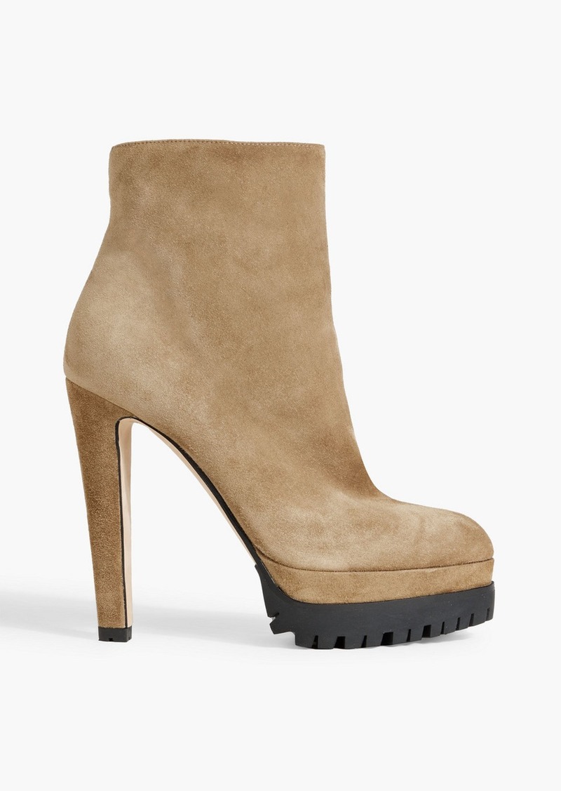 Sergio Rossi - Shana 90 suede platform ankle boots - Neutral - EU 38.5