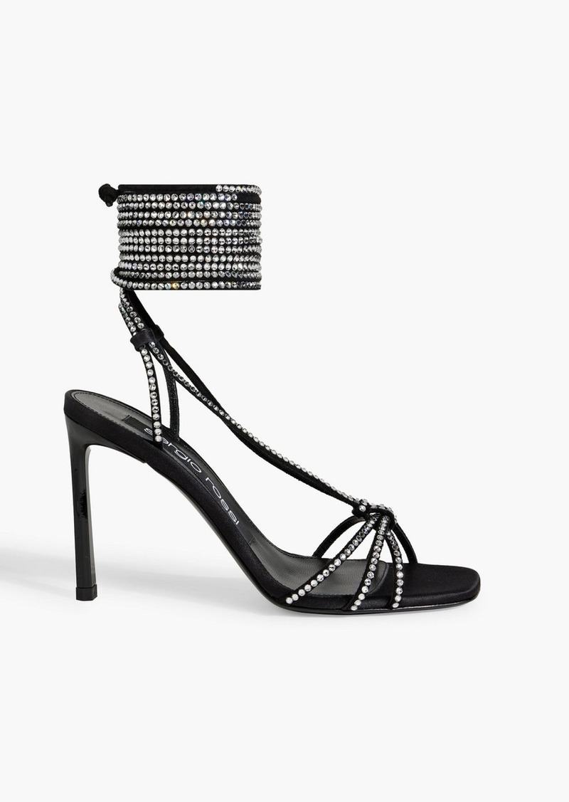 Sergio Rossi - sr Dea Crystal 95 embellished suede and satin sandals - Black - EU 36