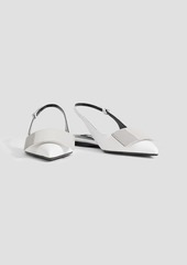 Sergio Rossi - sr Miroir 10 embellished leather slingback point-toe flats - White - EU 39.5