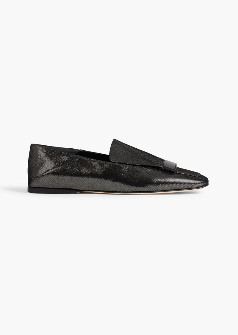 Sergio Rossi - sr1 05 embellished metallic suede collapsible-heel loafers - Black - EU 36