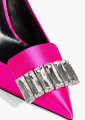 Sergio Rossi - sr1 90 crystal-embellished satin pumps - Pink - EU 36