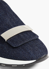 Sergio Rossi - sr1 knit-paneled denim slip-on sneakers - Blue - EU 35