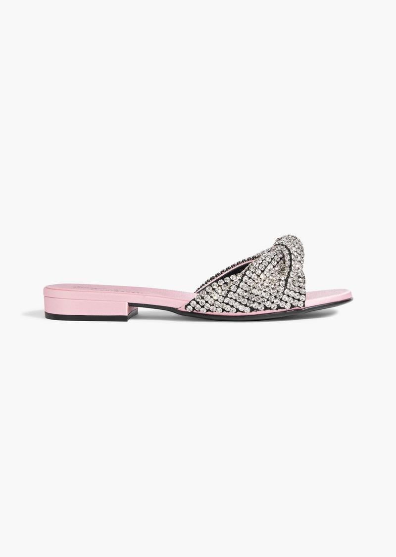 Sergio Rossi - Twisted crystal-embellished satin slides - Pink - EU 36