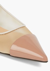 Sergio Rossi - Vernice color-block patent-leather and mesh point-toe flats - Neutral - EU 35