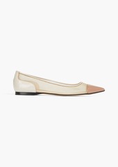 Sergio Rossi - Vernice color-block patent-leather and mesh point-toe flats - Neutral - EU 35