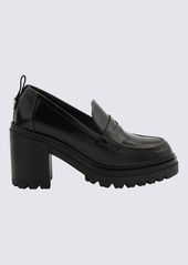 SERGIO ROSSI BLACK LEATHER HEEL LOAFERS