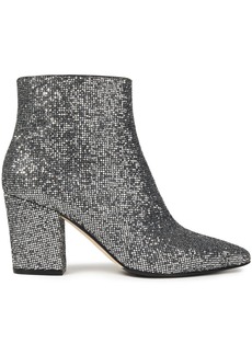 Sergio Rossi Woman Glittered Woven Ankle Boots Silver