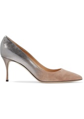 Sergio Rossi Woman Godiva Royal 75 Dégradé Metallic Leather And Suede Pumps Silver