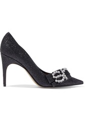 Sergio Rossi Woman Icona 90 Embellished Glittered Leather Pumps Black