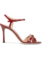 Sergio Rossi Woman Isobel Knotted Patent-leather Sandals Crimson
