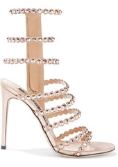 Sergio Rossi Woman Kimberly 105 Crystal-embellished Metallic Suede Sandals Rose Gold