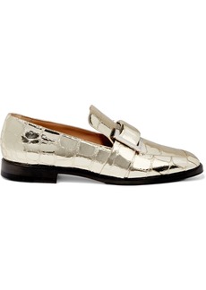 Sergio Rossi - sr Prince buckle-embellished metallic croc-effect leather loafers - Metallic - EU 34