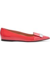 Sergio Rossi Woman Sr1 Embellished Patent-leather Point-toe Flats Coral