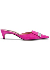 Sergio Rossi Woman Sr1 Embellished Suede Mules Bright Pink