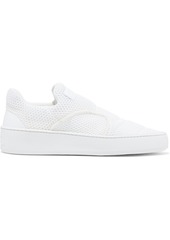 Sergio Rossi Woman Tribute Leather-trimmed Mesh Slip-on Sneakers White