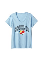 Womens Seychelles Flag Vintage Athletic Souvenir Heartbeat V-Neck T-Shirt