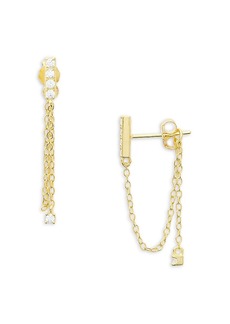 Shashi Cubic Zirconia Bar & Chain Front to Back Earrings