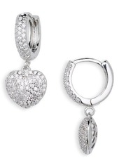 Shashi Cubic Zirconia Heart Pavé Huggie Hoop Earrings