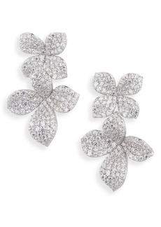 Shashi Cubic Zirconia Pavé Flower Drop Earrings