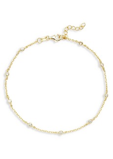 Shashi Emily Cubic Zirconia Ankle Bracelet in 14K Gold Vermeil Sterling Silver