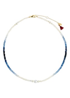 Shashi Esme Sapphire & Cultured Freshwater Pearl Beaded Collar Necklace in 14K Gold Filled, 16-18