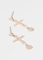 SHAY 18k Baguette Cross Drop Earrings