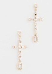 SHAY 18k Baguette Cross Drop Earrings