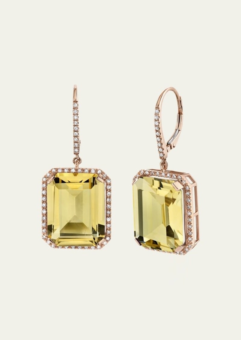 SHAY 18K Rose Gold Yellow Topaz and Diamond Portrait Gemstone Earrings