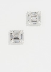 SHAY 18k White Gold Square Stacked Baguette Stud Earrings