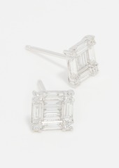 SHAY 18k White Gold Square Stacked Baguette Stud Earrings