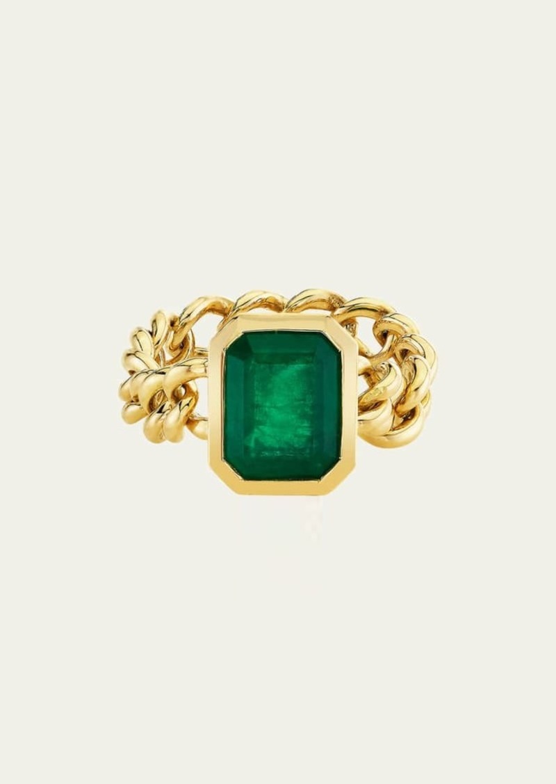 SHAY 18K Yellow Gold Bezel Emerald Mini Link Ring