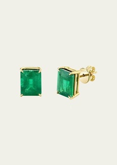 SHAY 18K Yellow Gold Columbian Green Emerald Stud Earrings