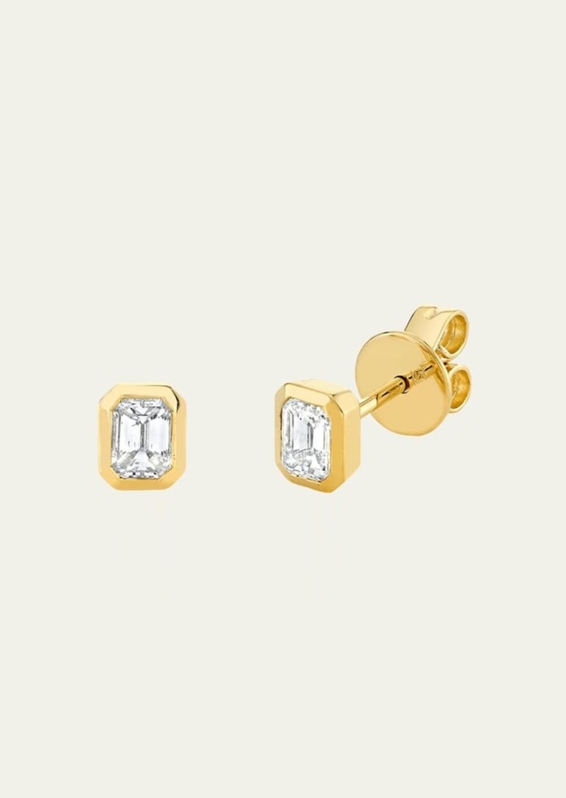 SHAY Diamond Emerald-Cut Bezel Stud Earrings