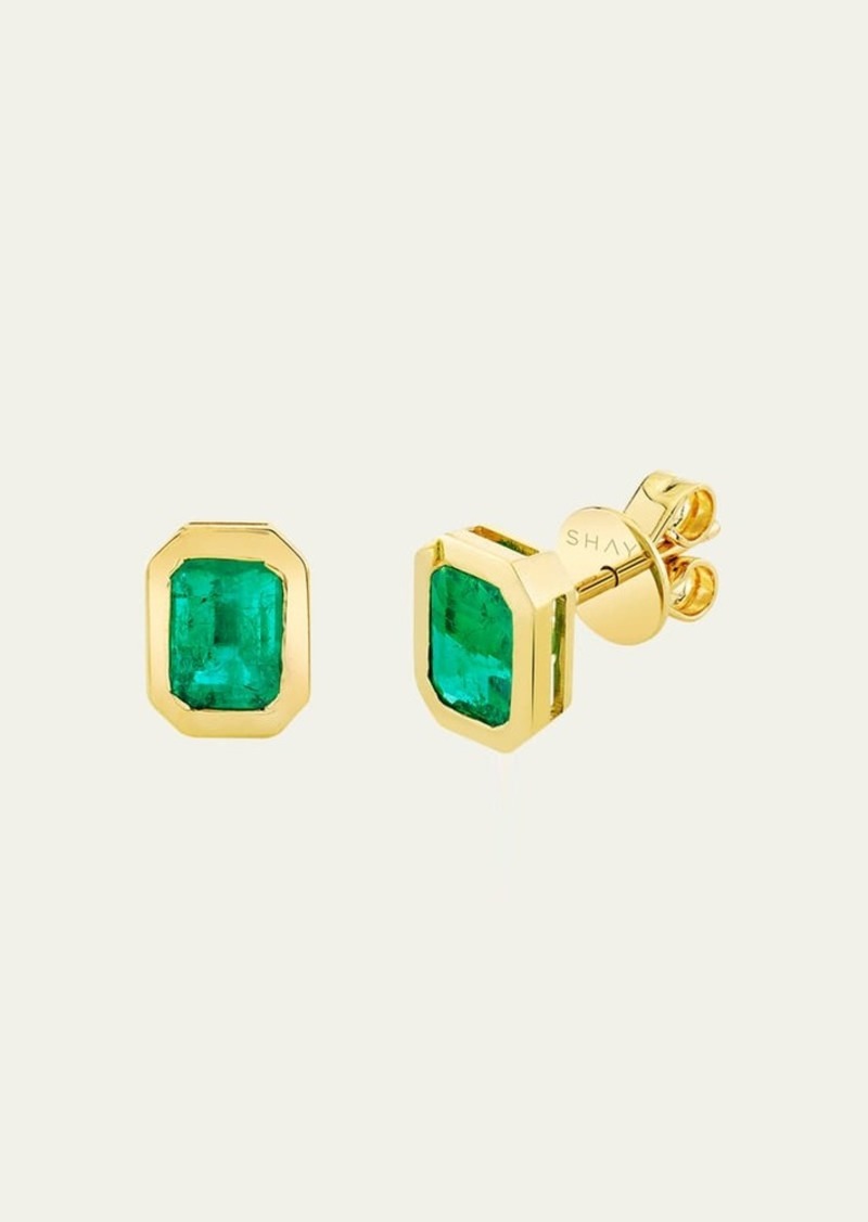 SHAY Emerald Bezel-Set Stud Earrings