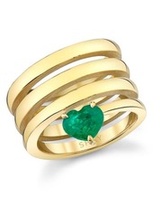 SHAY Emerald Heart Spiral Stack Ring in Yellow Gold at Nordstrom