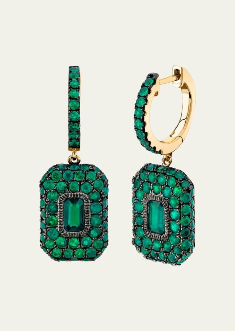 SHAY Emerald Pave Huggie Drop Earrings