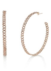 SHAY Large Pavé Diamond Chain Link Hoop Earrings in Rose Gold at Nordstrom