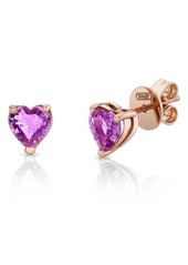 SHAY Pink Sapphire Heart Stud Earrings in Rose Gold at Nordstrom